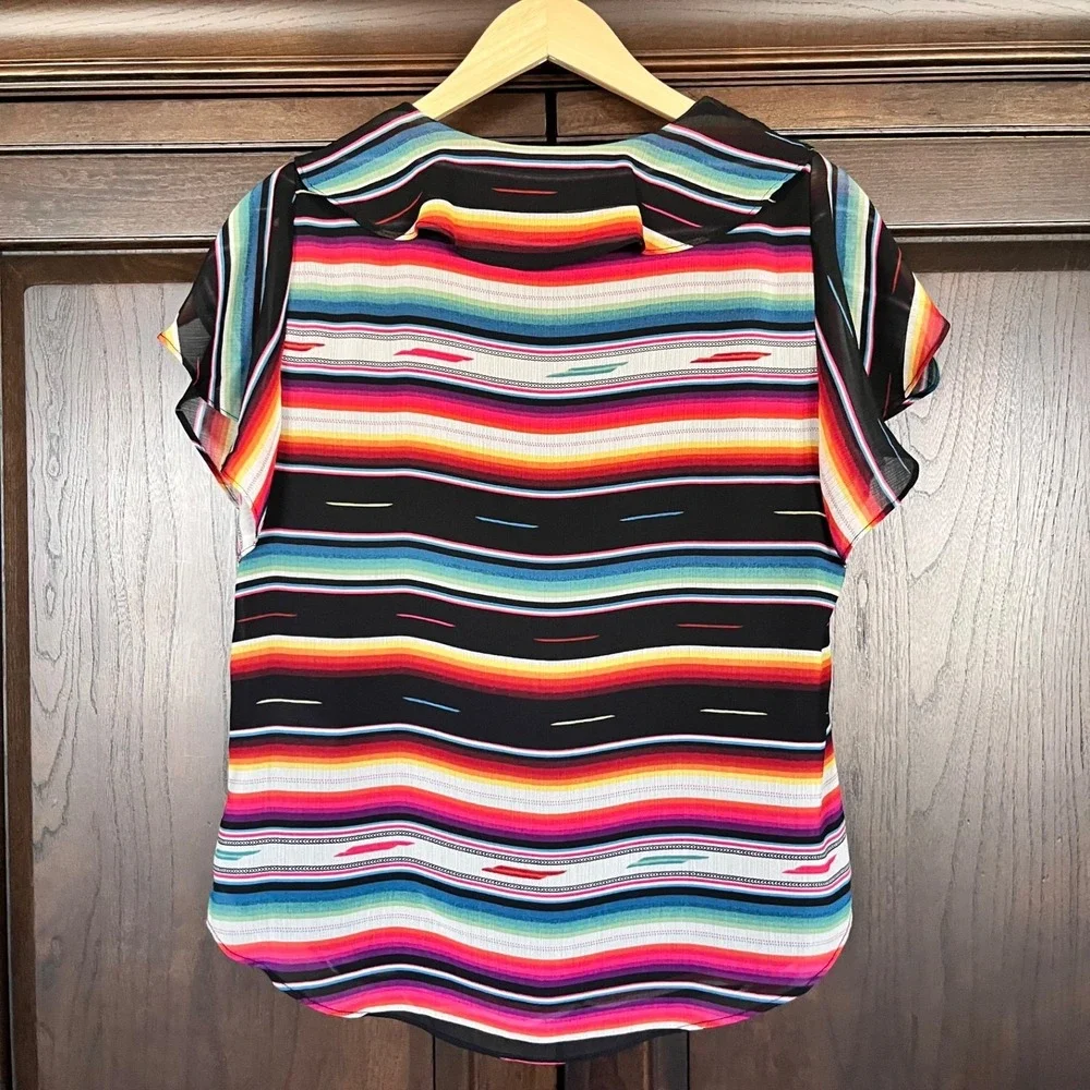 LAUREN RALPH LAUREN Summer Top Blouse Womens M - Colorful Flutter - Picture 6 of 10
